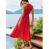 CUPSHE Women’s Summer Boho Dresses Sleeveless V-Neck Casual A-Line Ruffle Hem Flowy Resort Beach Vacation Sundress Maxi Dress(Red)