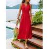 CUPSHE Women’s Summer Boho Dresses Sleeveless V-Neck Casual A-Line Ruffle Hem Flowy Resort Beach Vacation Sundress Maxi Dress(Red)