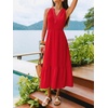 CUPSHE Women’s Summer Boho Dresses Sleeveless V-Neck Casual A-Line Ruffle Hem Flowy Resort Beach Vacation Sundress Maxi Dress(Red)