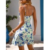 CUPSHE Womens Summer Dress Sweetheart Neck Spaghetti Strap Floral Smocked Waist Ruffled A Line Resort Mini Beach Sundress(Blue Floral)
