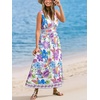 CUPSHE Women’s Summer Dresses Tropical Floral Plunging V Neck Sleeveless Flowy Beach Vacation Maxi Dress(Purple)