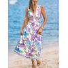 CUPSHE Women’s Summer Dresses Tropical Floral Plunging V Neck Sleeveless Flowy Beach Vacation Maxi Dress(Purple)