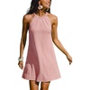 CUPSHE Womens Knit Summer Dress Round Neck A Line Casual Beach Vacation Holiday Sun Dress Wedding Guest Short Mini Dress(Light Pink)