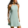 CUPSHE Womens Knit Summer Dress Round Neck A Line Casual Beach Vacation Holiday Sun Dress Wedding Guest Short Mini Dress(Mint Green)