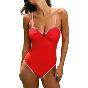 CUPSHE Women’s One Piece Swimsuit Sweetheart O Ring Adjustable Straps Back Hook Cut Out Swimwear(Red/Pink)