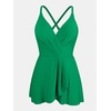 CUPSHE One Piece Swimsuit for Women Tummy Control Swim Dress Crisscross Ruched Skirted Bathing Suit with Bottom(Green)