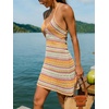 CUPSHE Women Crochet Swimsuit Cover Ups Sleeveless Backless Mini Beach Coverup Dresses(Orange)