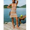 CUPSHE Women Crochet Swimsuit Cover Ups Sleeveless Backless Mini Beach Coverup Dresses(Orange)