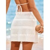 CUPSHE Women’s Crochet Cover Up Skirt Elastic Waist Knit Mini Beach Skirt Coverups for Swimwear(White)
