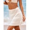 CUPSHE Women’s Crochet Cover Up Skirt Elastic Waist Knit Mini Beach Skirt Coverups for Swimwear(White)