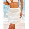 CUPSHE Women’s Crochet Cover Up Skirt Elastic Waist Knit Mini Beach Skirt Coverups for Swimwear(White)