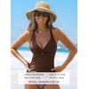 CUPSHE Women’s Tankini Set Swimsuit Twist Front Cutout Bathing Suit Crossback Self Tie Mid Rise(Brown/Floral)