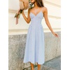 CUPSHE Women’s Striped Midi Dress Sleeveless Summer Beach Vacation Sundress | Long Sundress With Adjustable Straps, Flowy Fit Beach Vacations Outfit, High Waist Smocked Travel Summer Days Casual(Blue Striped)
