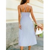 CUPSHE Women’s Striped Midi Dress Sleeveless Summer Beach Vacation Sundress | Long Sundress With Adjustable Straps, Flowy Fit Beach Vacations Outfit, High Waist Smocked Travel Summer Days Casual(Blue Striped)
