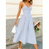 CUPSHE Women’s Striped Midi Dress Sleeveless Summer Beach Vacation Sundress | Long Sundress With Adjustable Straps, Flowy Fit Beach Vacations Outfit, High Waist Smocked Travel Summer Days Casual(Blue Striped)