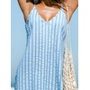 CUPSHE Women’s Summer Mini Sundress V Neck Striped Beach Vacation Dress | Lightweight Textured Mini Summer Dress With Adjustable Straps, Sleeveless Cover Up Dress For Beach Trips, Resort Wear(Blue Striped)