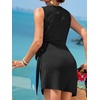 CUPSHE Women’s Wrap Summer Dress Surplice V Neck Sleeveless Tie Waist Short Mini Dress Beach Vacation Casual Sun Dress(Black)
