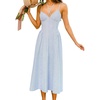 CUPSHE Women’s Striped Midi Dress Sleeveless Summer Beach Vacation Sundress | Long Sundress With Adjustable Straps, Flowy Fit Beach Vacations Outfit, High Waist Smocked Travel Summer Days Casual(Blue Striped)