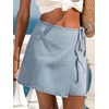 CUPSHE Jean Mini Skirts for Women 2026 Tie-Up Summer Casual High Waisted Denim Wrap Skirt(Blue)