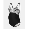 CUPSHE Maternity One Piece Swimsuit V Neck Pregnancy Bathing Suit for Women Front Twist Cutout Ruched Adjustable Straps(Black/White/Geo)