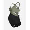 CUPSHE Maternity One Piece Swimsuit V Neck Pregnancy Bathing Suit for Women Front Wrap Criss Cross Cutout Color Block(Sage Green/Black)