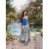 CUPSHE Maxi Skirts for Women 2026 Summer Floral Boho Casual Pleated High Waisted Flowy Long Skirt Beach Vacation Cruise(Navy)