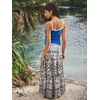 CUPSHE Maxi Skirts for Women 2026 Summer Floral Boho Casual Pleated High Waisted Flowy Long Skirt Beach Vacation Cruise(Navy)