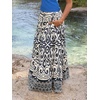 CUPSHE Maxi Skirts for Women 2026 Summer Floral Boho Casual Pleated High Waisted Flowy Long Skirt Beach Vacation Cruise(Navy)
