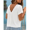 CUPSHE Summer Tops for Women 2026 Crew Neck Back Button Cap Sleeve T Shirt Casual Going Out(White)
