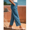 CUPSHE Women Casual Pants Hollow Out Beach Trousers with Pockets Vacation Casual(Blue)