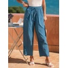 CUPSHE Women Casual Pants Hollow Out Beach Trousers with Pockets Vacation Casual(Blue)