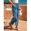 CUPSHE Women Casual Pants Hollow Out Beach Trousers with Pockets Vacation Casual(Blue)