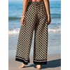 CUPSHE Womens Beach Wide Leg Pants Summer Boho Drawstring Elastic Waist Vacation Palazzo Pant(Black)