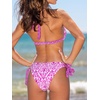 CUPSHE Women’s Bikini Sets Two Piece V Neck Reversible Bottom Swimsuit | Halter,Self Tie,Soft Removable Cups,Back Hook,Color Block,Flattering Bathing Suit For Vacation And Beach(White/Pink/Floral)