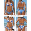 CUPSHE Women’s Bikini Sets Two Piece V Neck Reversible Bottom Swimsuit | Halter,Self Tie,Soft Removable Cups,Back Hook,Color Block,Flattering Bathing Suit For Vacation And Beach(White/Blue/Orange)