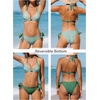 CUPSHE Women’s Bikini Sets Two Piece V Neck Reversible Bottom Swimsuit | Halter,Self Tie,Soft Removable Cups,Back Hook,Color Block,Flattering Bathing Suit For Vacation And Beach(White/Green/Floral)