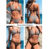 CUPSHE Women’s Bikini Sets Two Piece V Neck Reversible Bottom Swimsuit | Halter,Self Tie,Soft Removable Cups,Back Hook,Color Block,Flattering Bathing Suit For Vacation And Beach(White/Brown/Floral)