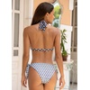 CUPSHE Women’s Bikini Sets Two Piece V Neck Reversible Bottom Swimsuit | Halter,Self Tie,Soft Removable Cups,Back Hook,Color Block,Flattering Bathing Suit For Vacation And Beach(Purple/Blue/Geo)