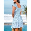 CUPSHE Women’s Casual Summer Dresses Floral Smocked Ruffle Cap Sleeve Mini Sundress Pockets Flowy Beach Vacation Boho Dress(Blue Printed)