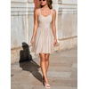 CUPSHE Women’s Casual Summer Dresses Sleeveless Spaghetti Strap Striped Lightweight Mini Sundress Beach Vacation Dress(Khaki Striped)