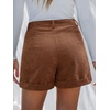 CUPSHE Womens Corduroy Button Shorts Casual High Waisted Beach Shorts with 2 Pockets(Brown)