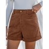CUPSHE Womens Corduroy Button Shorts Casual High Waisted Beach Shorts with 2 Pockets(Brown)
