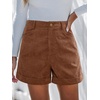 CUPSHE Womens Corduroy Button Shorts Casual High Waisted Beach Shorts with 2 Pockets(Brown)