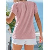 CUPSHE Women’s Eyelet Embroidered Shirt Lace Trim Petal Sleeve Summer Tops Dressy Casual Short Sleeve V Neck Tee Shirt(Pink)
