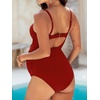 CUPSHE Women’s Maternity One Piece Swimsuit Adjustable Spaghetti Strap Scoop Neck Pregnancy Bathing Suit Back Cutout Grommet(Burgundy Red)