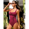 CUPSHE Women’s One Piece Swimsuit Ruched Tummy Control Bathing Suit Sweetheart Neck Crossback Tie Swimwear(Burgundy Red)