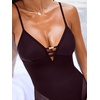 CUPSHE Women’s One Piece Swimsuit Sexy V Neck Cutout Bathing Suit Mesh Panel Back Hook Adjustable Straps Swimwear(Deep Plum Purple)