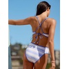 CUPSHE Women’s One Piece Swimsuit Square Neck Monokini Bathing Suit Double Straps Crossback Swimwear Cut Out Cheeky(Blue/White)