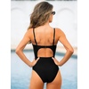 CUPSHE Women’s One Piece Swimsuit V Neck Bathing Suit Ruching Swimwear Adjustable Straps Back Hollow Hook Modest(Black)