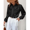 CUPSHE Women’s Satin Blouse – Long Sleeve Bow Tie Neck Work Shirt Dressy Casual for Office Party(Black)